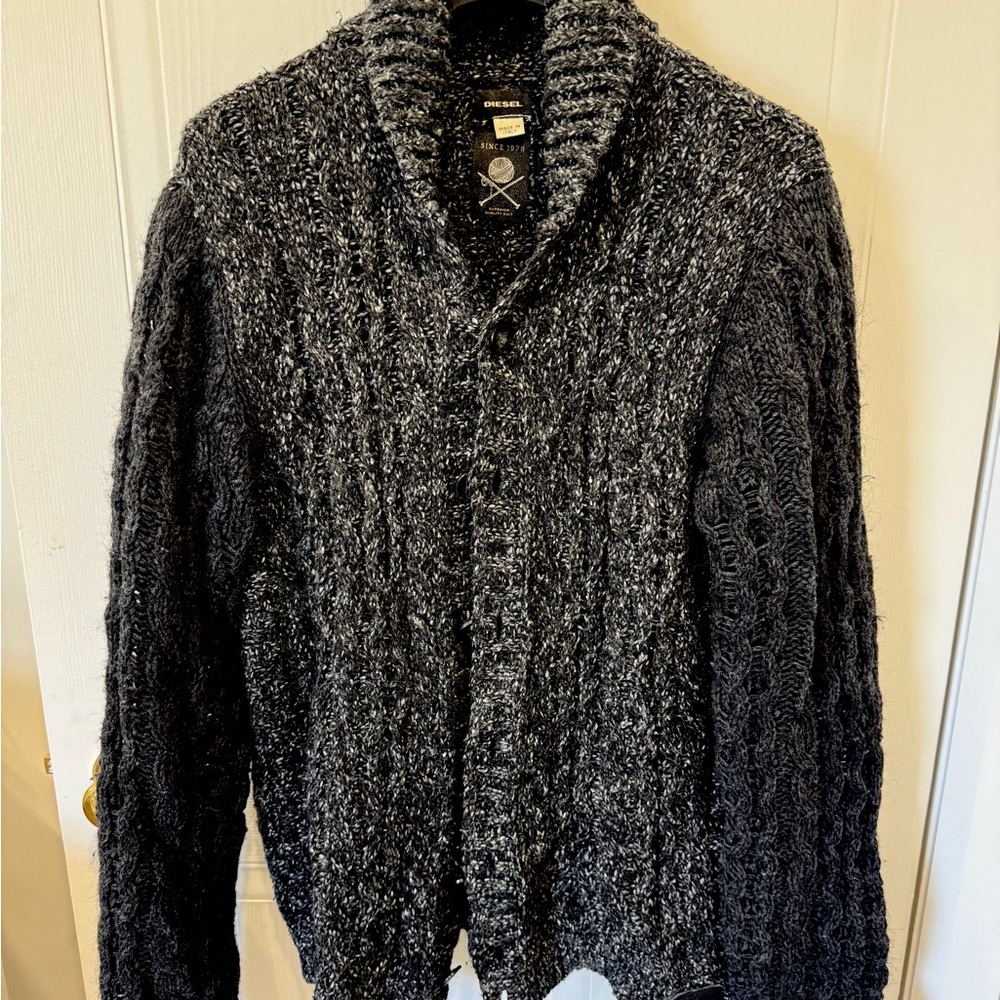 Diesel Charcoal Marled Shawl Collar Cardigan